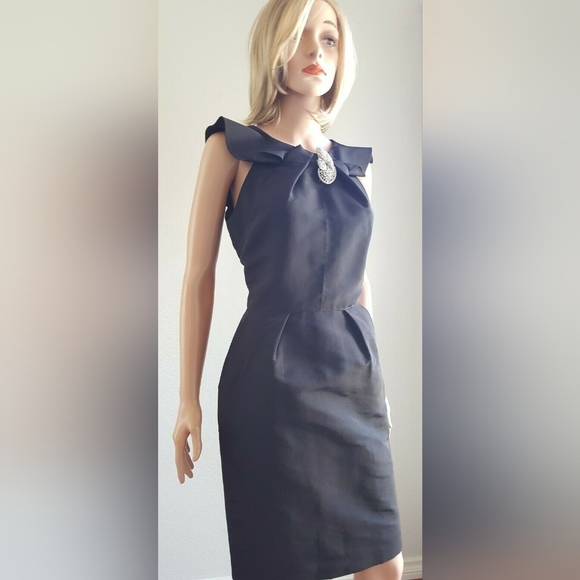 *$3,900 OSCAR DE LA RENTA STUNNING BLACK SILK RUNWAY DRESS US 4 - Picture 5 of 9